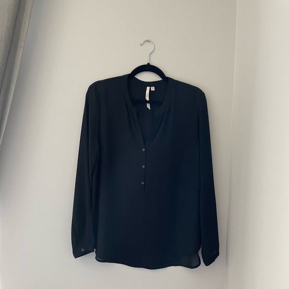 Black Long Sleeve Blouse with Buttons - Picture 1 of 2